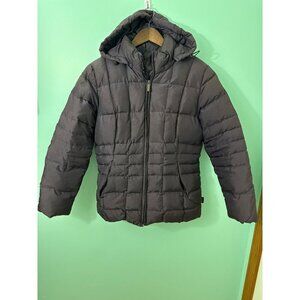Calvin Klein Womens Puffer Jacket PM Gray Full Zip Hooded Quilted Design With Po